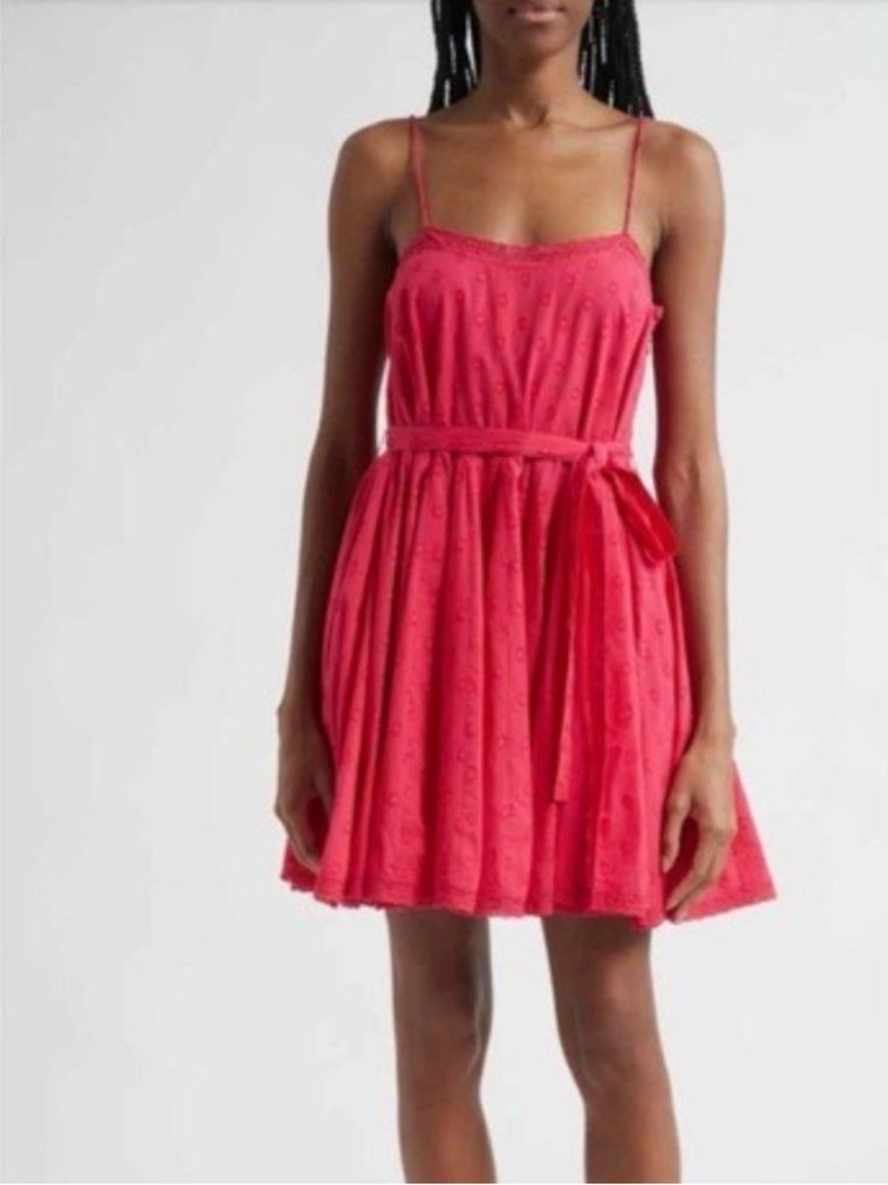 NWT Ulla Johnson | Hot Pink Beatriz Spaghetti Strap Embroidered Mini Dress Sz 10